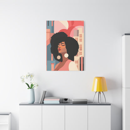 Afro Black Woman Modern Pop Wall Art printed on Canvas Perfect for the Living Room, Home and Office | Afro Art.