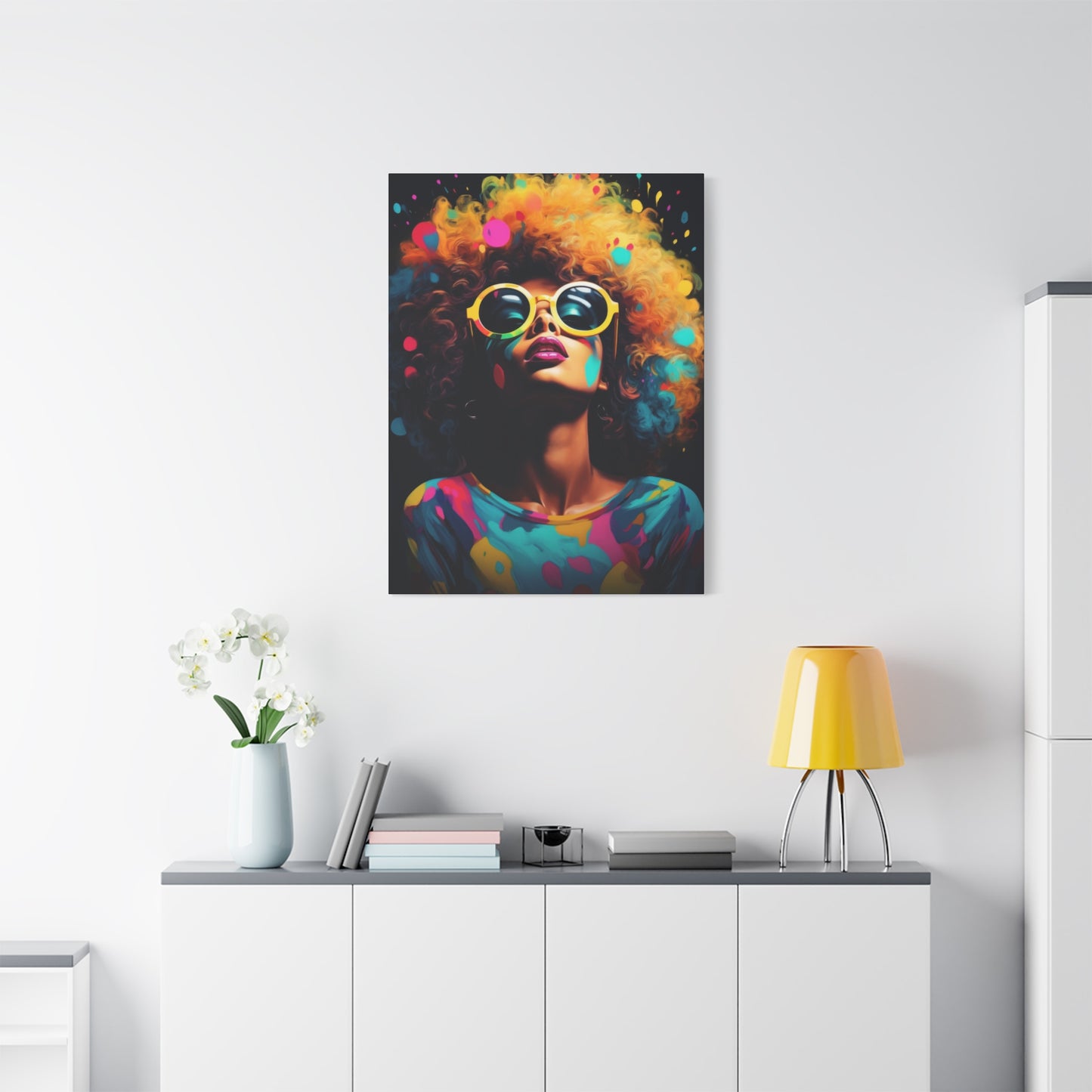 Afro Queen Colorful African Woman Modern Canvas Wall Art Perfect gift for Home & Office