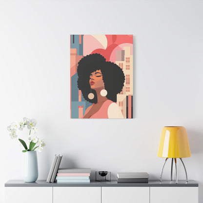 Afro Black Woman Modern Pop Wall Art printed on Canvas Perfect for the Living Room, Home and Office | Afro Art.