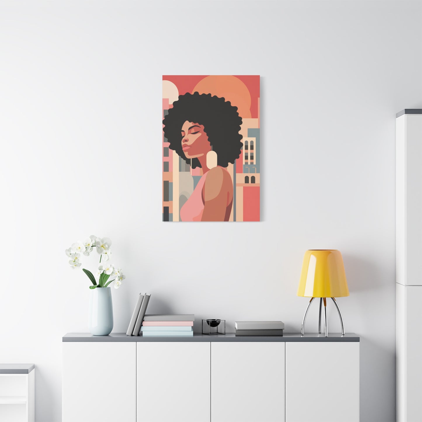 Afro African Woman Modern Pop Wall Art printed on Canvas Perfect for the Living Room, Home and Office | Afro Art.