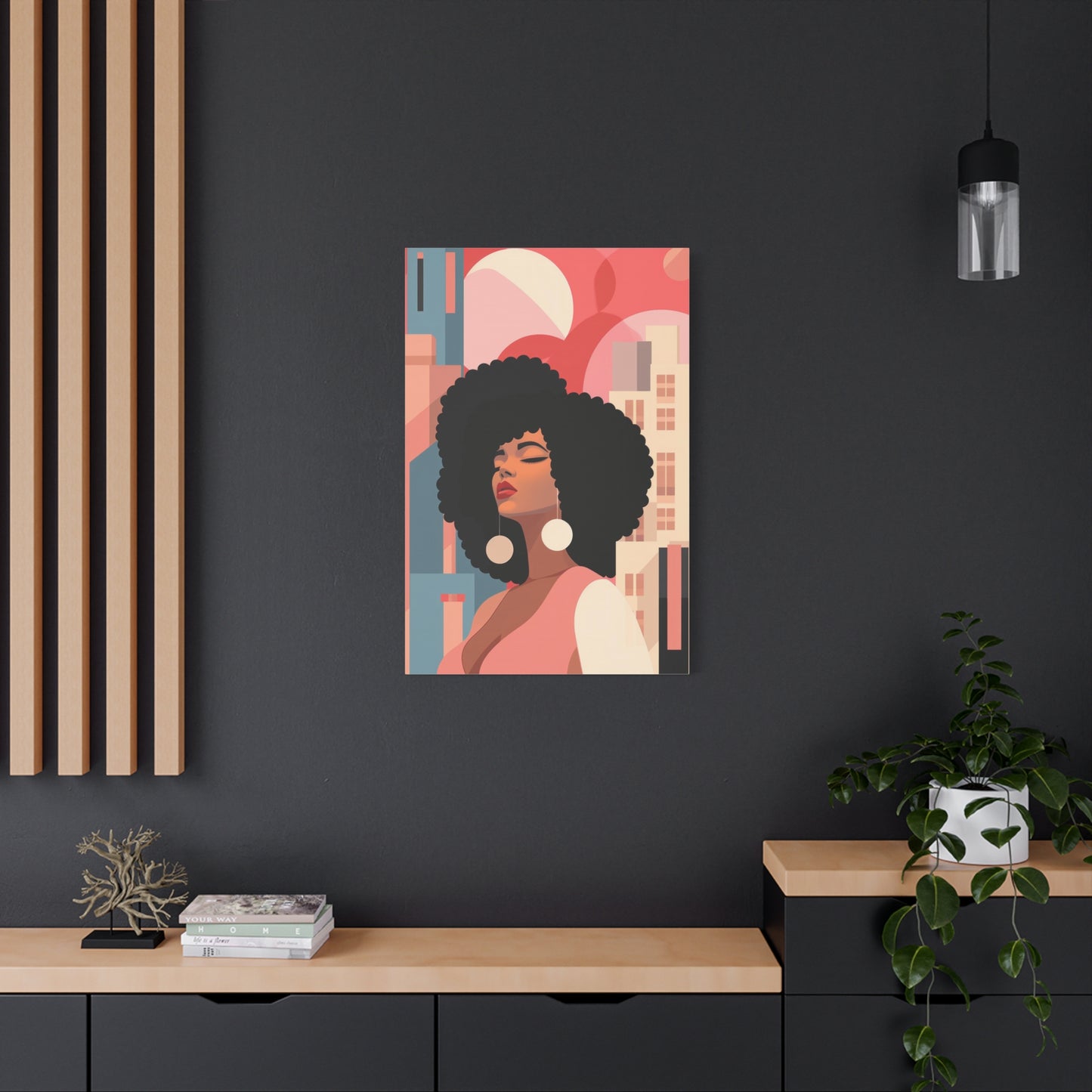 Afro Black Woman Modern Pop Wall Art printed on Canvas Perfect for the Living Room, Home and Office | Afro Art.