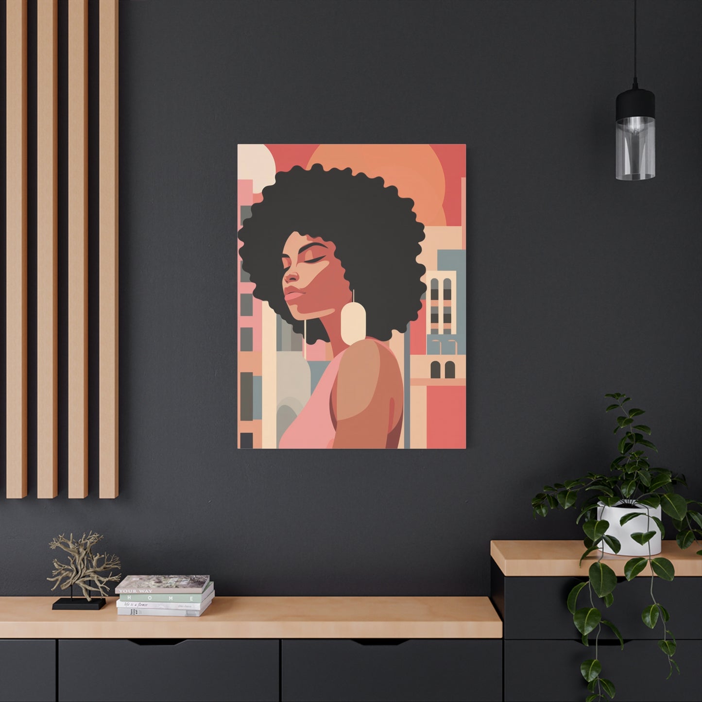 Afro African Woman Modern Pop Wall Art printed on Canvas Perfect for the Living Room, Home and Office | Afro Art.