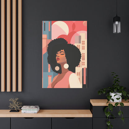 Afro Black Woman Modern Pop Wall Art printed on Canvas Perfect for the Living Room, Home and Office | Afro Art.