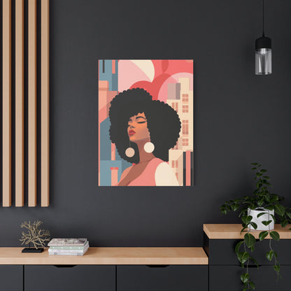 Afro Black Woman Modern Pop Wall Art printed on Canvas Perfect for the Living Room, Home and Office | Afro Art.