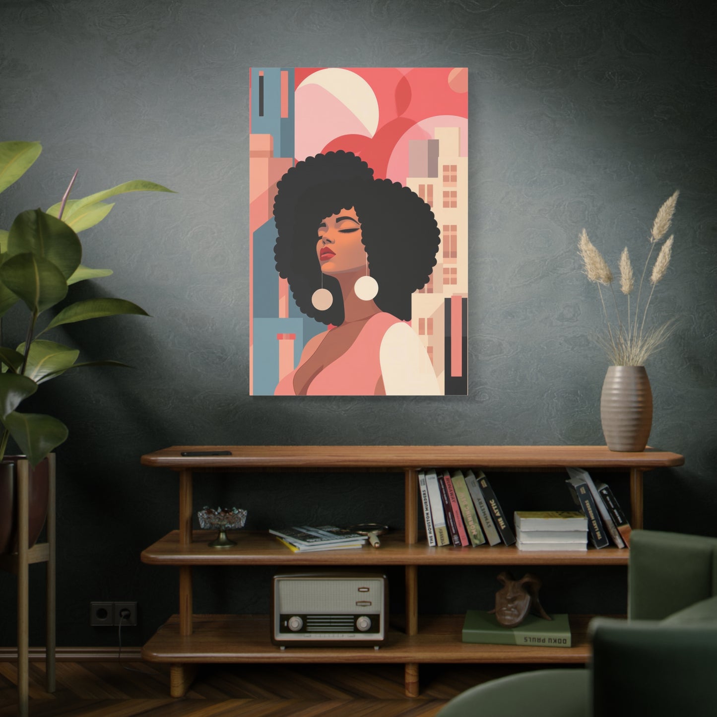 Afro Black Woman Modern Pop Wall Art printed on Canvas Perfect for the Living Room, Home and Office | Afro Art.