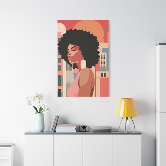 Afro African Woman Modern Pop Wall Art printed on Canvas Perfect for the Living Room, Home and Office | Afro Art.