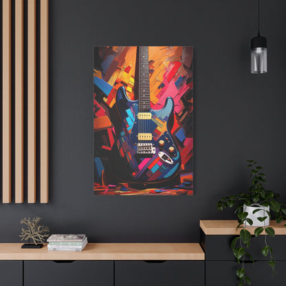 Colourful Guitar Wall Art Perfect Music Art Gift for Home & Office | Electric Guitar Large Canvas Wall Print