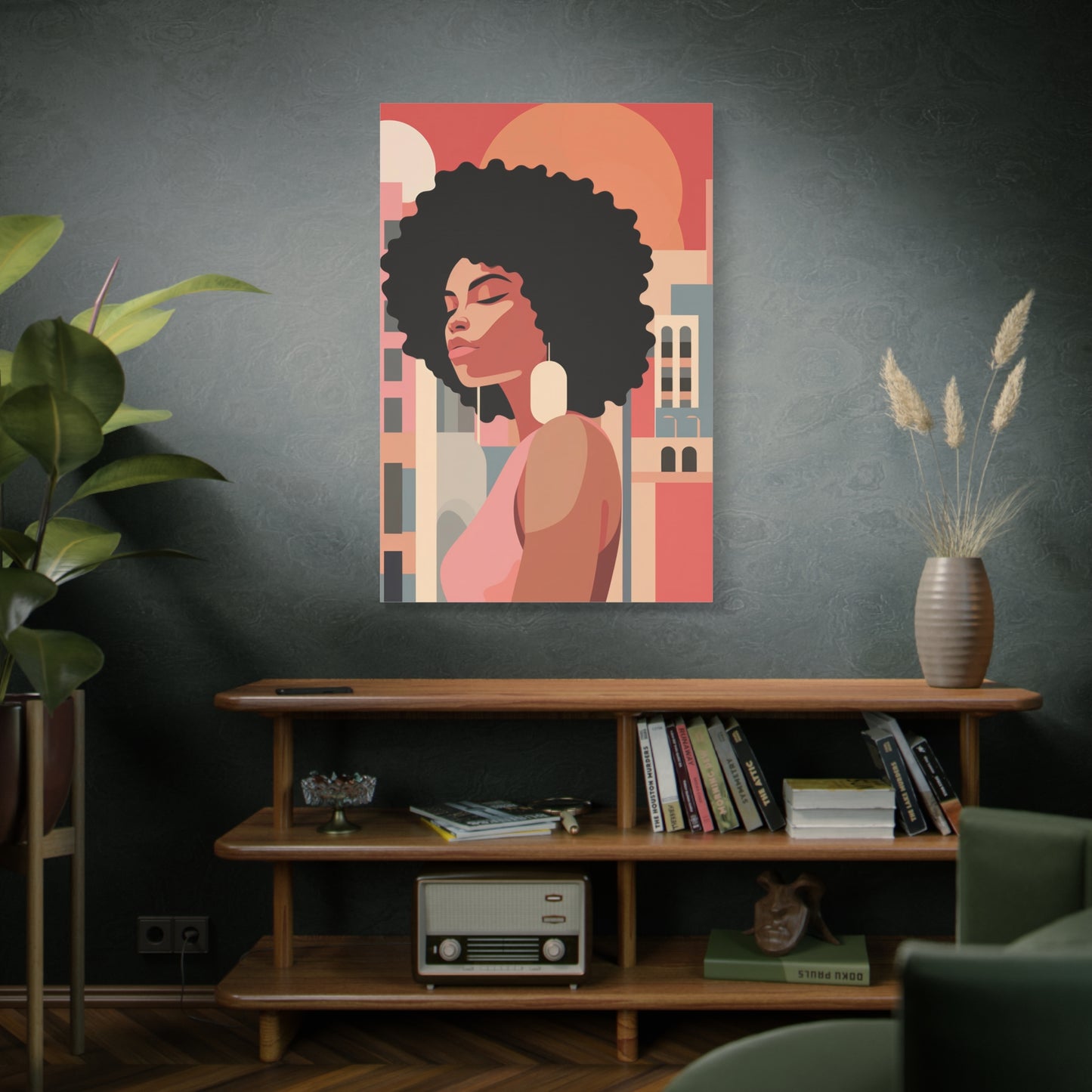 Afro African Woman Modern Pop Wall Art printed on Canvas Perfect for the Living Room, Home and Office | Afro Art.