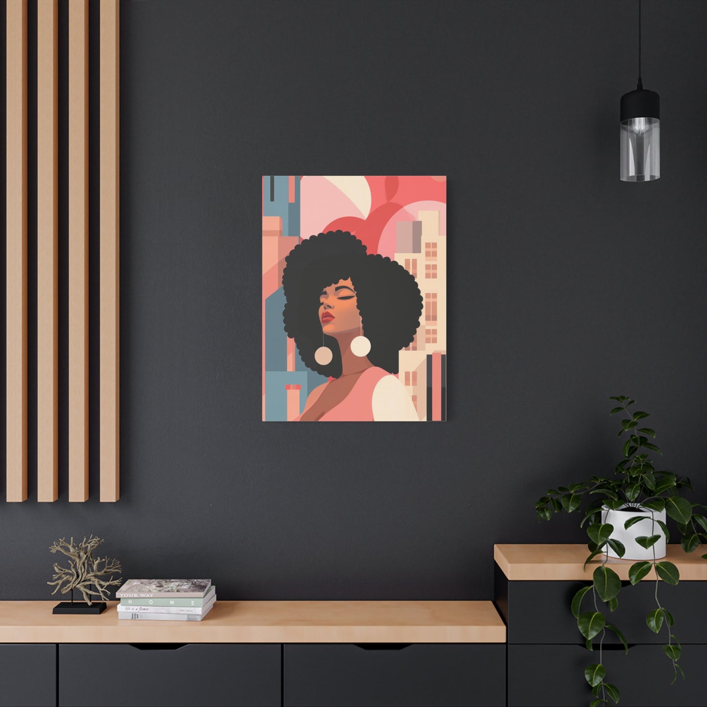 Afro Black Woman Modern Pop Wall Art printed on Canvas Perfect for the Living Room, Home and Office | Afro Art.