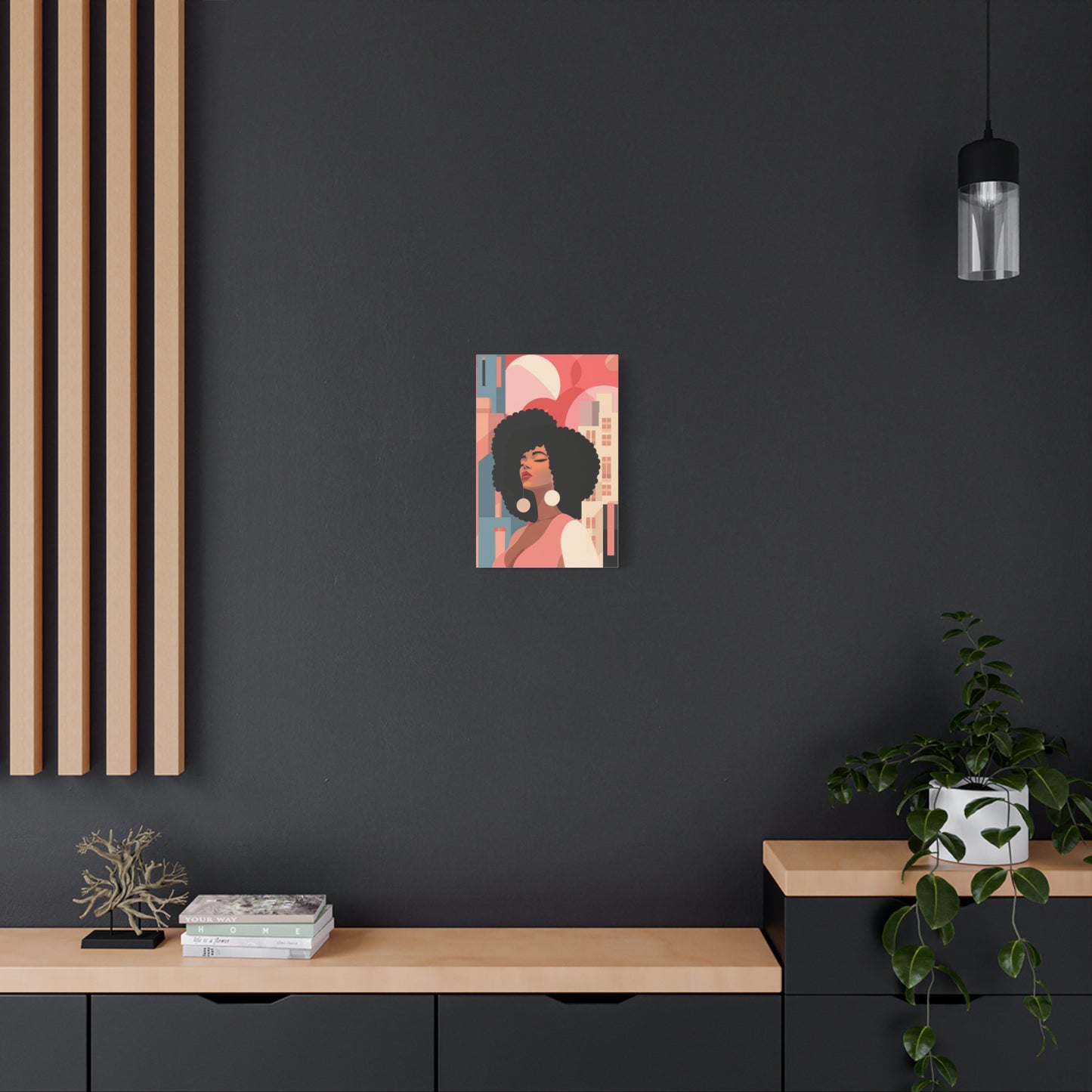 Afro Black Woman Modern Pop Wall Art printed on Canvas Perfect for the Living Room, Home and Office | Afro Art.