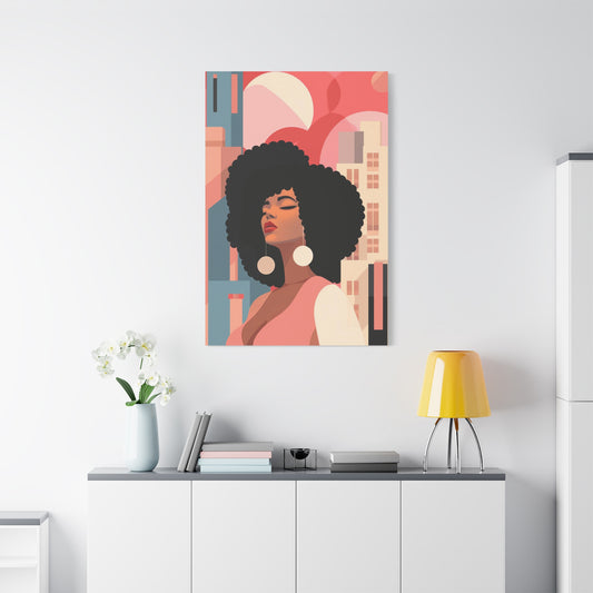 Afro Black Woman Modern Pop Wall Art printed on Canvas Perfect for the Living Room, Home and Office | Afro Art.