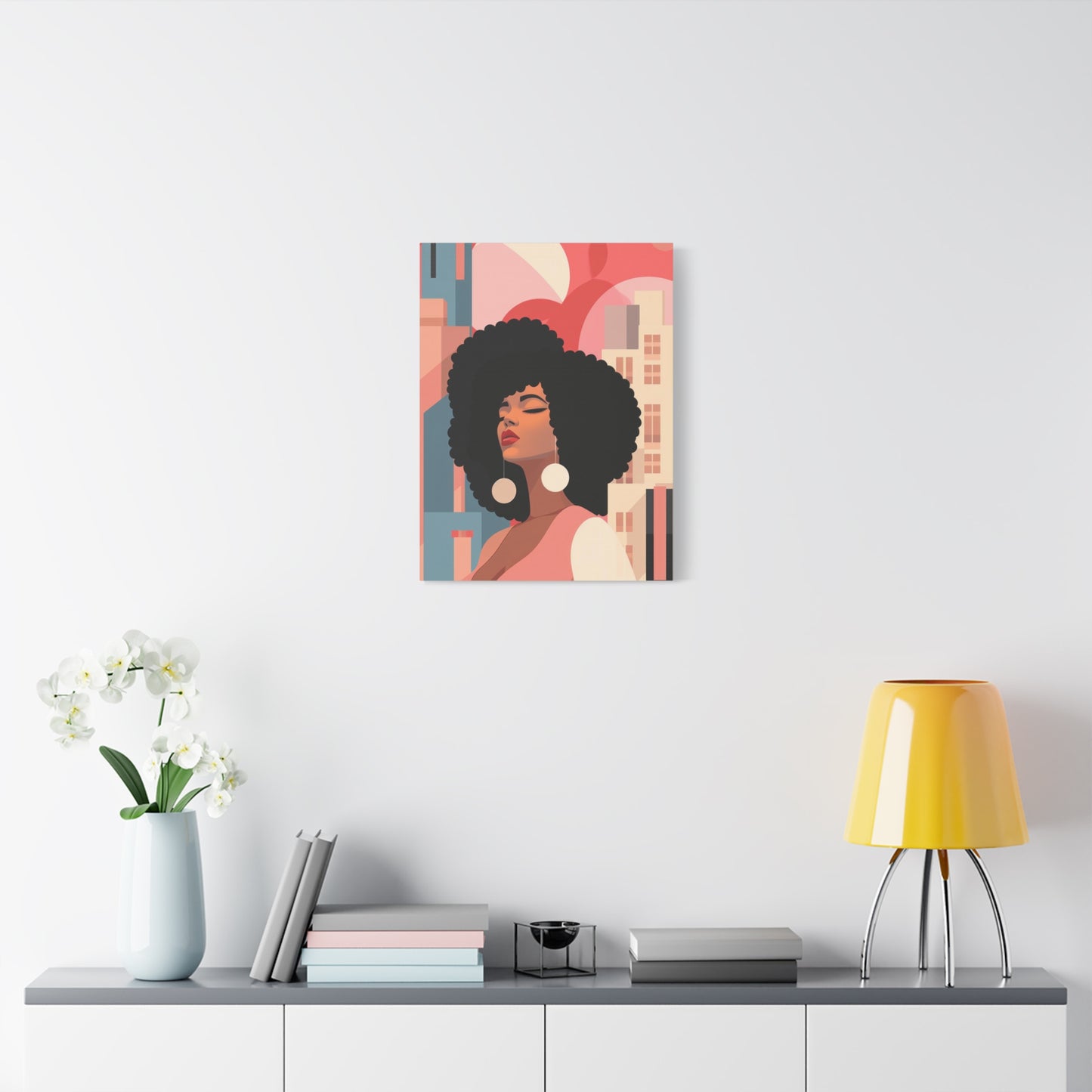 Afro Black Woman Modern Pop Wall Art printed on Canvas Perfect for the Living Room, Home and Office | Afro Art.